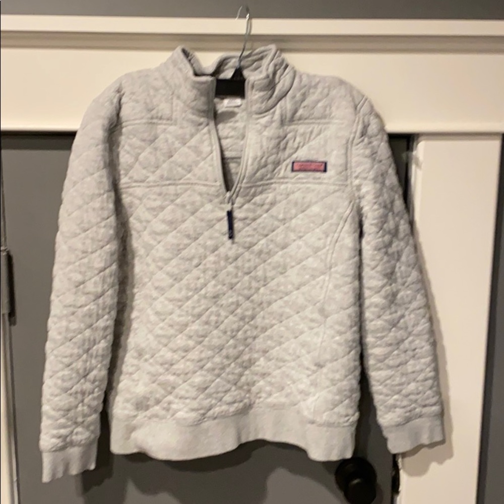 Quilted quarter zip pullover